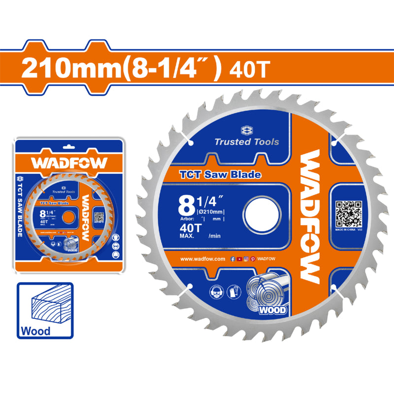 Disco De Corte Sierra TCT 8-1/4" 40T Anillos 16mm y 25.4mm Corte De Madera. Ideal Sierra Circular.