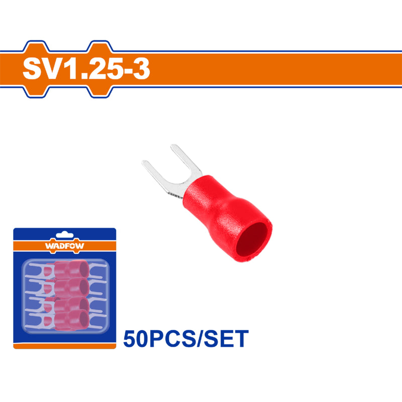 Terminales conectores para cables eléctricos SV1.25-3 Set 50 pzas Color Rojo Crimpado eléctrico.
