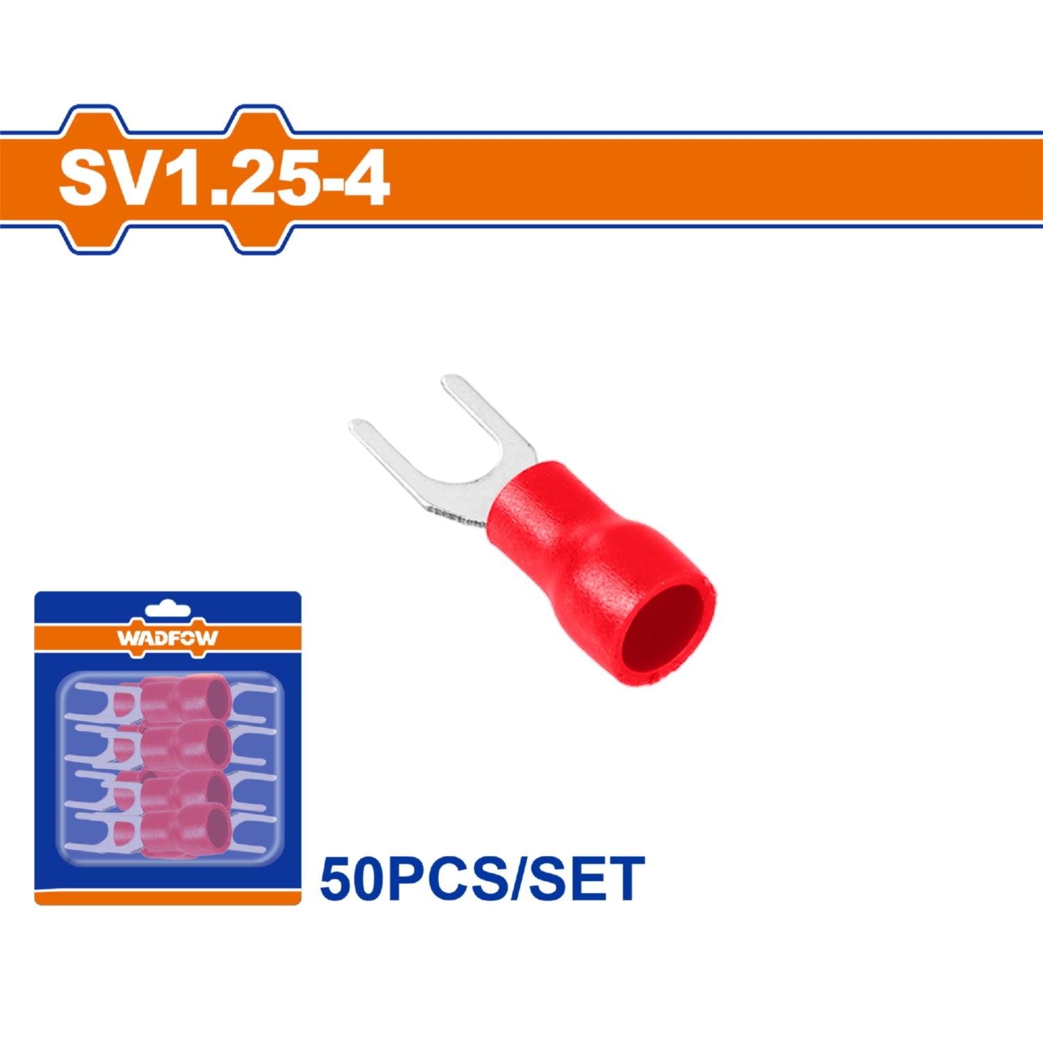 Terminales conectores para cables eléctricos SV1.25-4 Set 50 pzas Color Rojo Crimpado eléctrico.