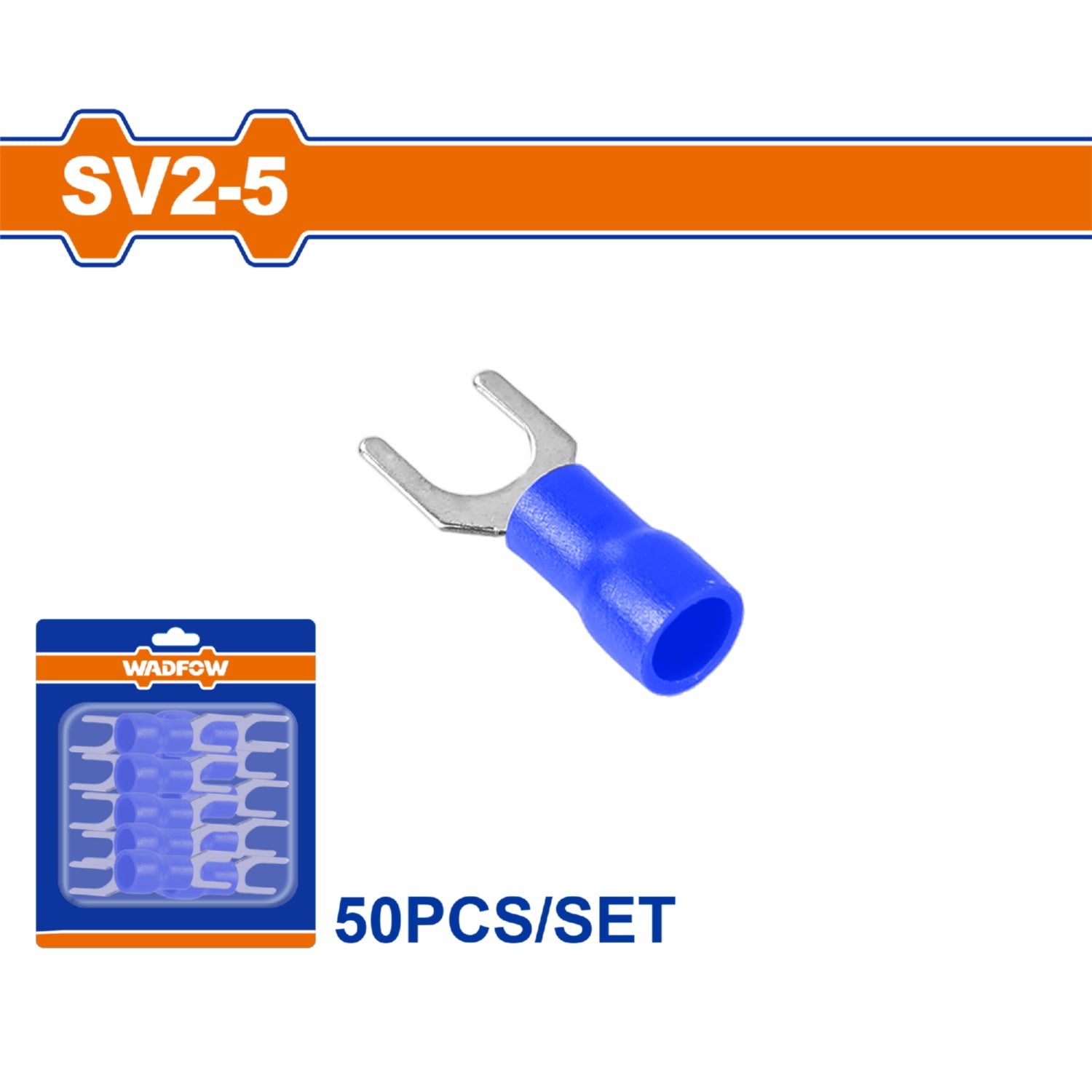Terminales conectores para cables eléctricos SV2-5 Set 50 pzas Color Azul Crimpado eléctrico.