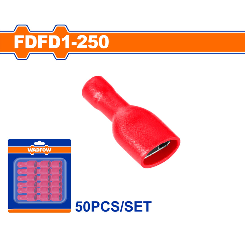 Terminales conectores para cables eléctricos FDFD1-250 Set 50 pzas Color rojo Crimpado eléctrico.