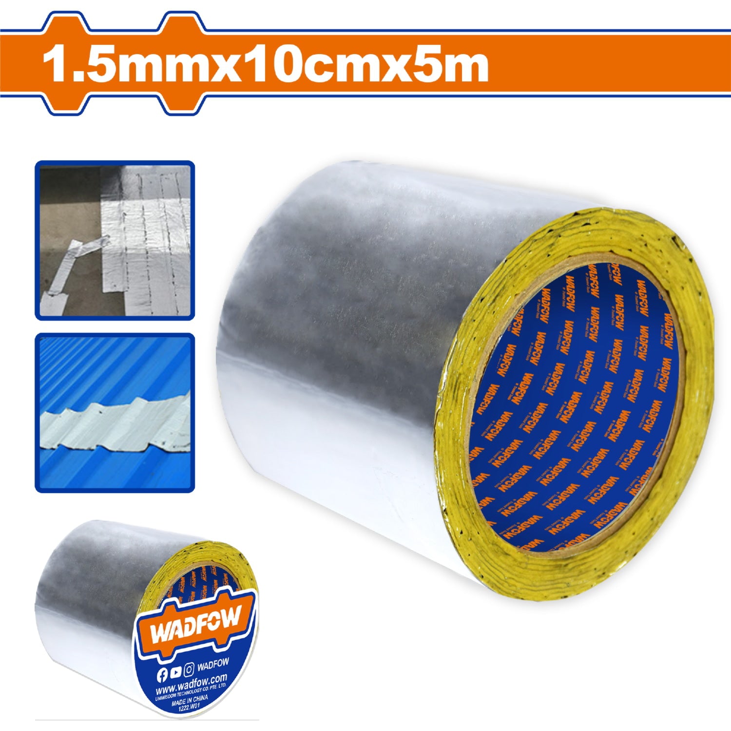 Cinta adhesiva de papel de aluminio 1.5mmx10cmx5m Esp: 0.08mm. Alta Viscosidad. Ideal para techos. Tape para techos.