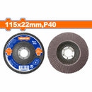 Disco Flap de Lija Laminado de  4 1/2" 115x22mm, P40. Adecuado para diversos acero alto, fundido y chapa.