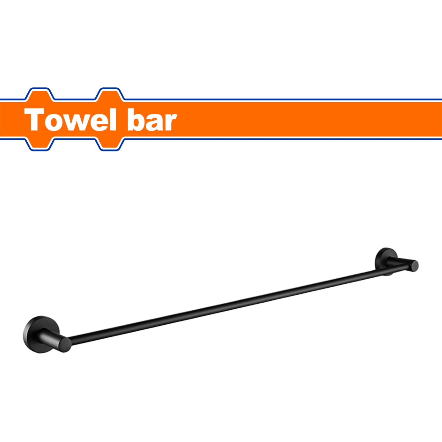 Toallero de barra largo 60cm. Negro. Aleación Zinc. Incluye tornillos. Se vende en Set.