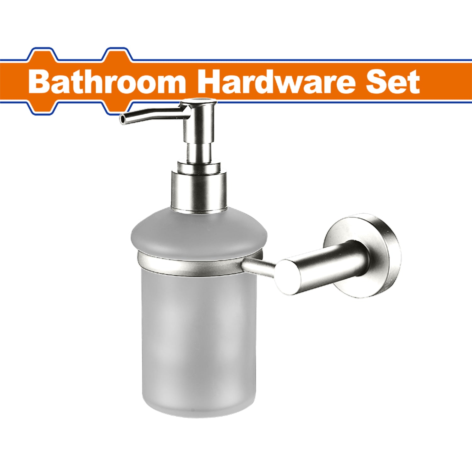 Dispensador de Jabón Líquido de pared para baño 180ml. Acabado Zinc. Para pared de baño. 5.5x41cm. Set