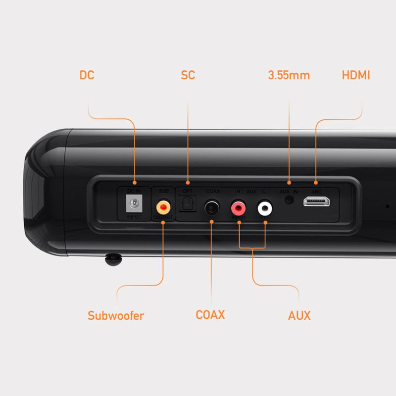 Barra de Sonido Bluetooth 5.0 con Subwoofer. Sistema de Audio Home Theater de 110W. Soundbar Inalámbrica con Graves Potentes y Sonido Envolvente. Teatro en casa.