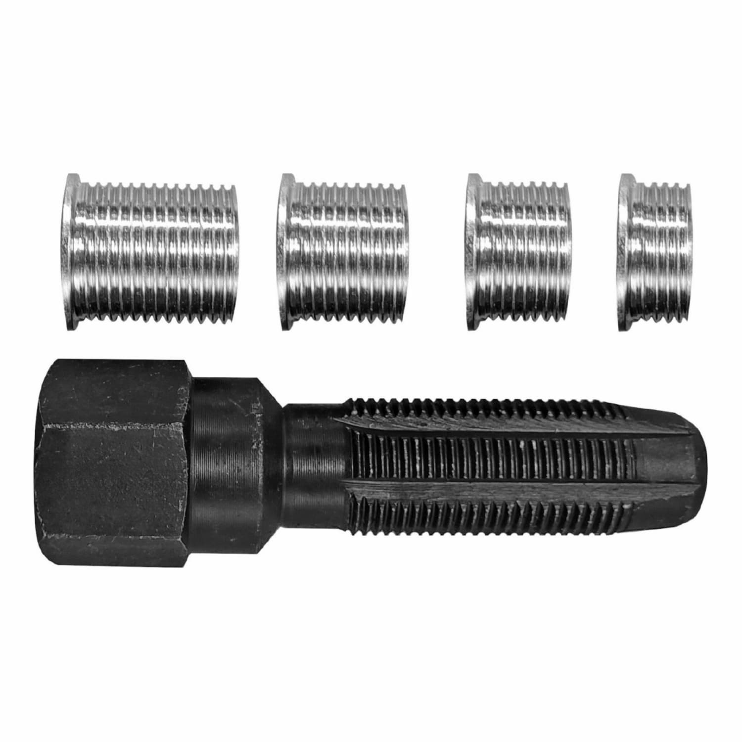 Juego De Reparación De Bujías 5pzs: Macho M16 X 1.25Mm, 4pzs Inserciones De Bujía M14 X 1.25 Mm (3/8”-10Mm, 7/16”-11Mm, 1/2"-13Mm, 3/4"-19Mm)