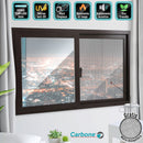 Ventana Corredera UPVC Marrón 90x90cm Anti UV  Vidrio de seguridad Templado 5mm (5 años de Garantía) Incluye malla mosquitera y Kit de ventana Francesa