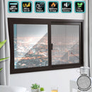 Ventana Corredera UPVC Marrón 60X60cm Anti UV  Vidrio de seguridad Templado 5mm (5 años de Garantía) Incluye malla mosquitera y Kit de ventana Francesa