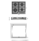 Estufa Empotrable 60cm de Vidrio Templado Negro, 4 Quemadores Gas SABAF  y 1 Wok 5kW 110V