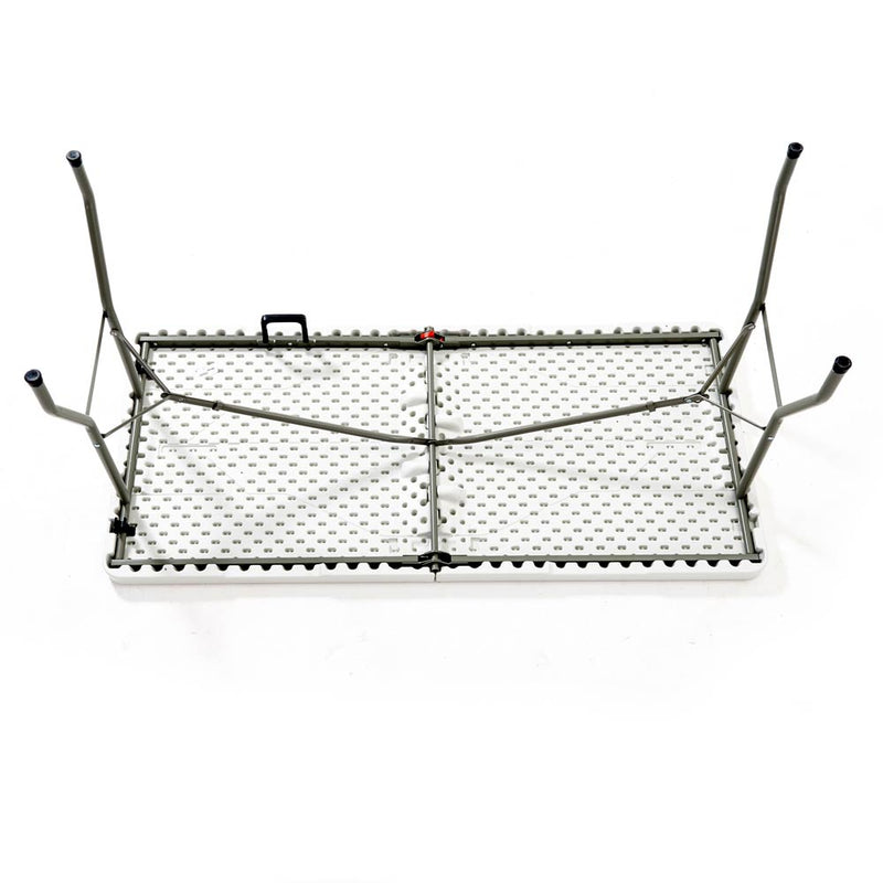 Mesa plástica plegable de 6 pies x 2 pies (HDPE) con marco de acero revestido. Medidas 180 cm x 74