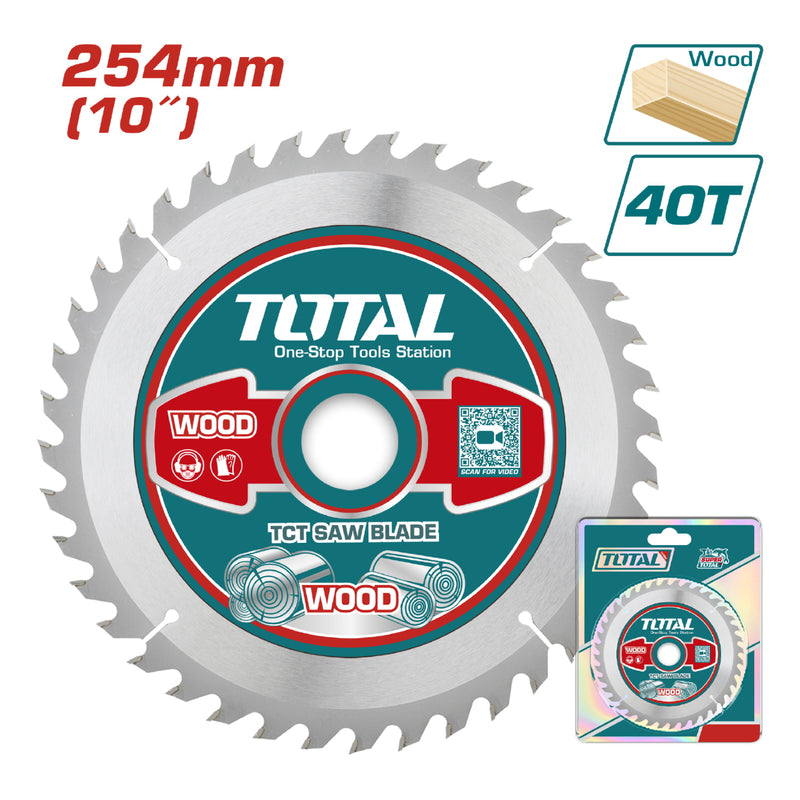 Disco corte madera 254mm(10") 40T,mandril:30mm 16mm y 25.4mm anillo