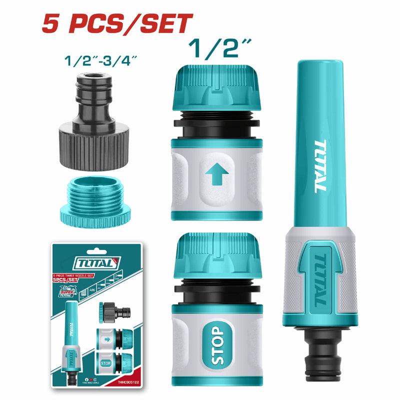 Juego de Boquillas conectoras giratorias para mangueras de 5 Piezas.