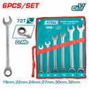 6pza juego llaves/combinacion rachet para tuercas 19,22,24,27,30,32mm. Cr-Mo72.