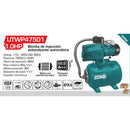 Bomba De Agua Periferica Automatica 1 HP Con Tanque De Presion De 24 L 110/60Htz