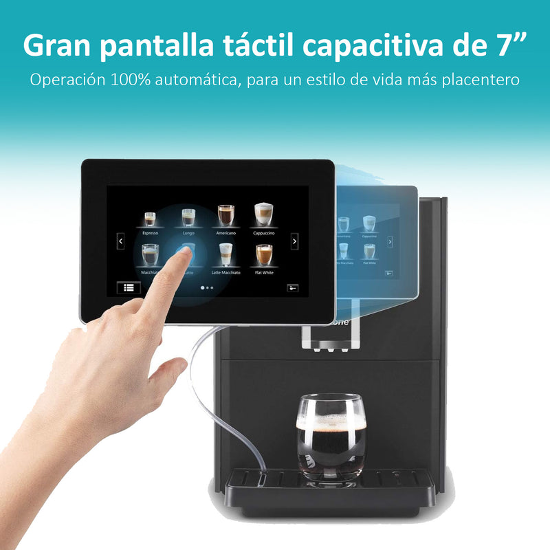 Máquina de Cafe Automática Granos y polvo 19 Bar Pantalla táctil 7" contenedor de leche expreso capuchino latte machiato