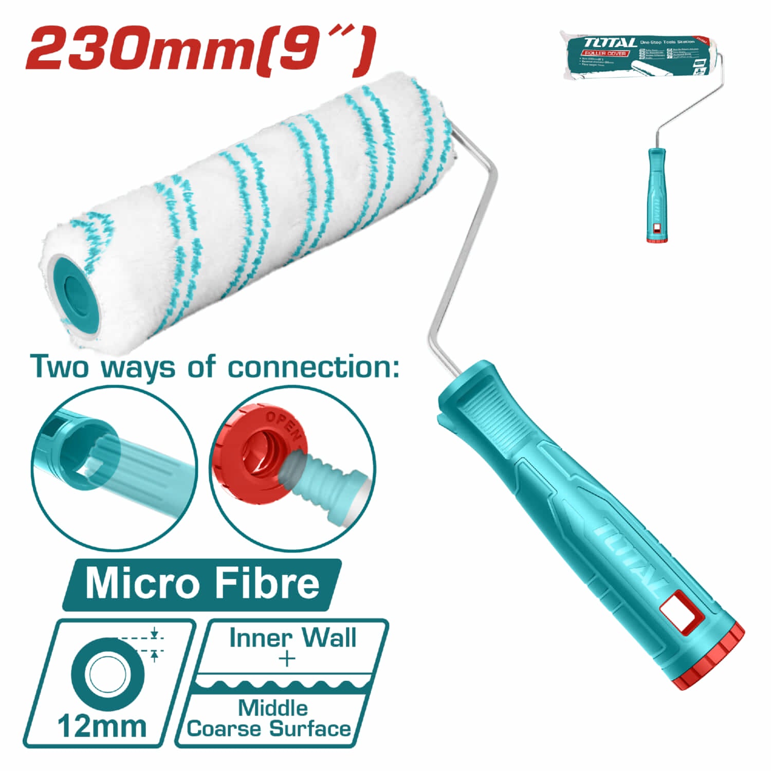 Rodillo para pintar. Medida 230mm/9".  (Paredes internas)