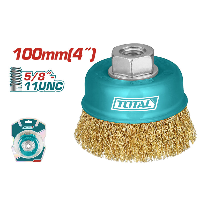 Disco de alambre 4" con rosca 5/8" 11 UNC. Diametro alambre 0.3 mm.