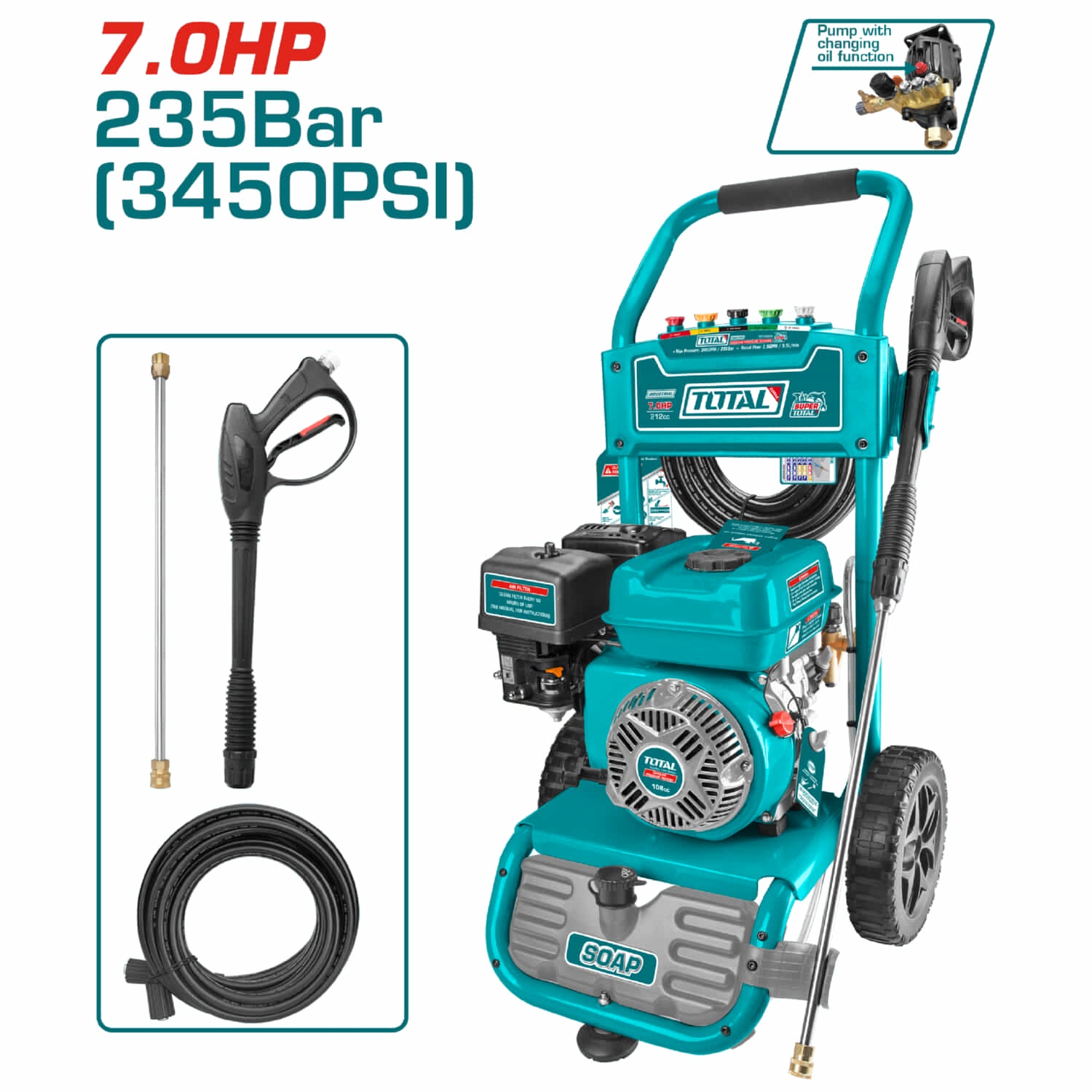 Hidrolavadora a gasolina presión 3450PSI  7.0HP