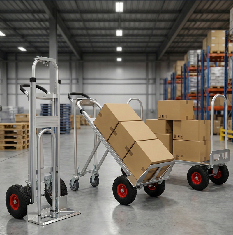 Carretilla 3 en 1 convertible a carretón y a carro inclinado para línea blanca y cajas grandes