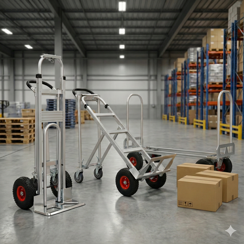 Carretilla 3 en 1 convertible a carretón y a carro inclinado para línea blanca y cajas grandes