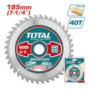 Disco corte madera 185mm(7-1/4") 40T,arbor:20mm Reduction ring:16mm