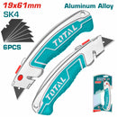 Exacto con cuchillas de 61 mm x 19 mm. SK5. Con 6 cuchillas de repuesto SK5. Aleacion de Zinc