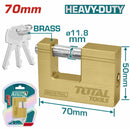 Candado bronce rectangular HeavyDuty. 70 mm. 411 g. con 3 llaves. Misma calidad que Yale