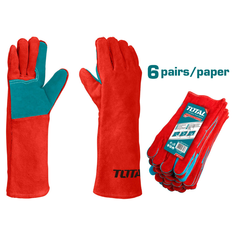 (1 par) Guantes de soldador largos de 16". Cocido con kevlar para evitar que se queme.