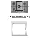 Estufa Empotrable 76 cm BL 5 Quemadores SABAF + Wok 5kW, Acero Inoxidable, 110V