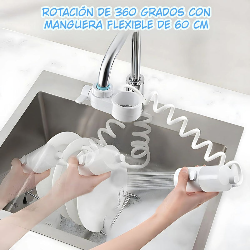 Cabezal de Grifo 3 en 1 con Dispensador de Jabón y Manguera Extensible. Boquilla Multifunción para llave de fregadero.