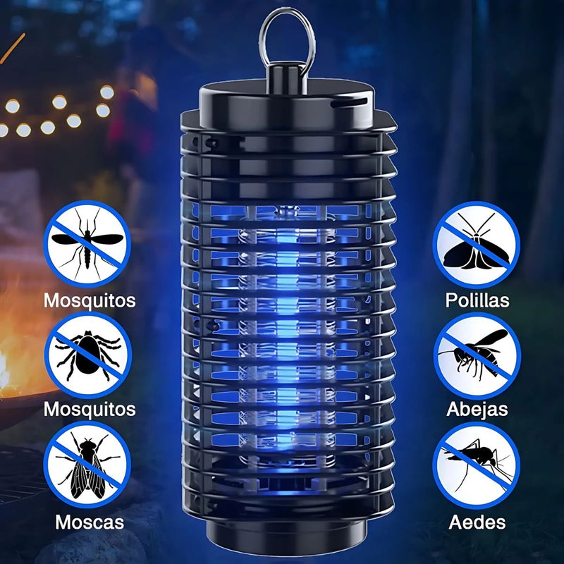 Lámpara Mata insectos. Trampa para mosquitos eléctrica 110V. Luz UV 360° para Interiores y Exteriores.