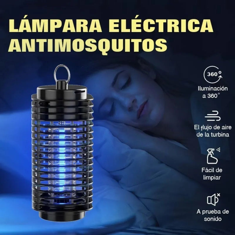Lámpara Mata insectos. Trampa para mosquitos eléctrica 110V. Luz UV 360° para Interiores y Exteriores.