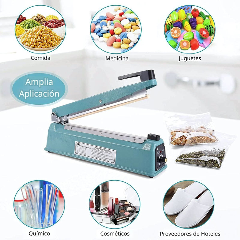 Selladora Lineal Eléctrica de 30cm con Regulador de Temperatura 110V. Máquina Selladora de Impulso para Bolsas Plásticas, Aluminio y Kraft.