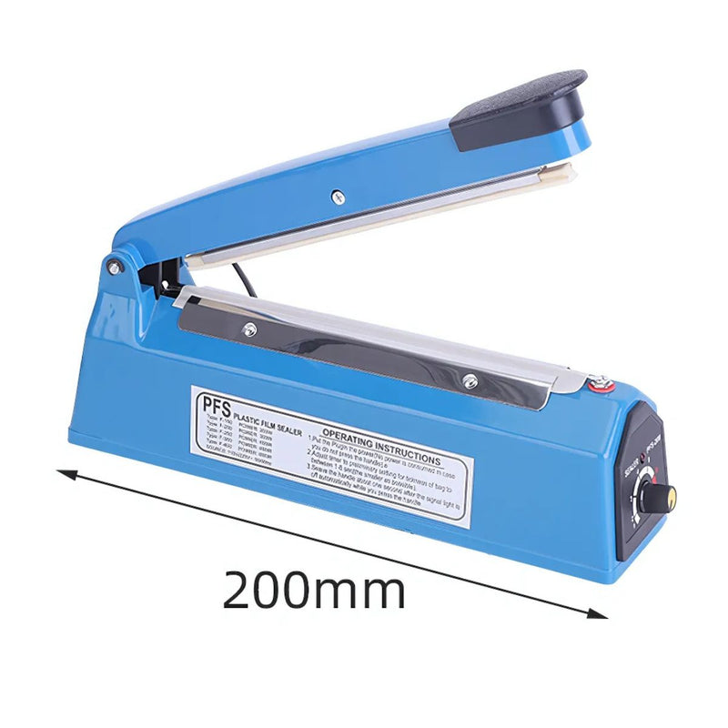 Selladora Lineal Eléctrica de 20cm con Regulador de Temperatura 110V. Máquina Selladora de Impulso para Bolsas Plásticas, Aluminio y Kraft.