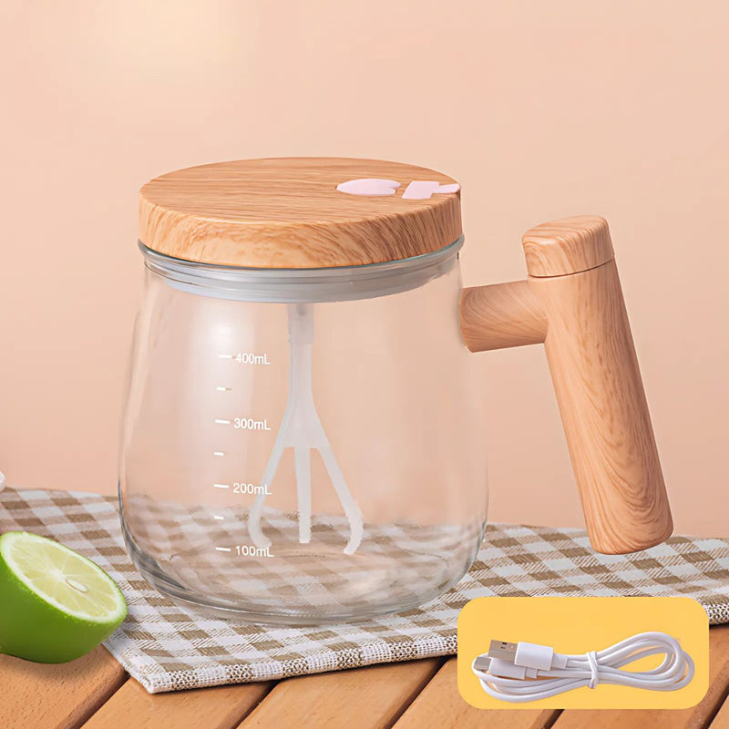 Vaso Mezclador Eléctrico 400ml Recargable para Café, Leche y Batidos. Taza revolvedora.