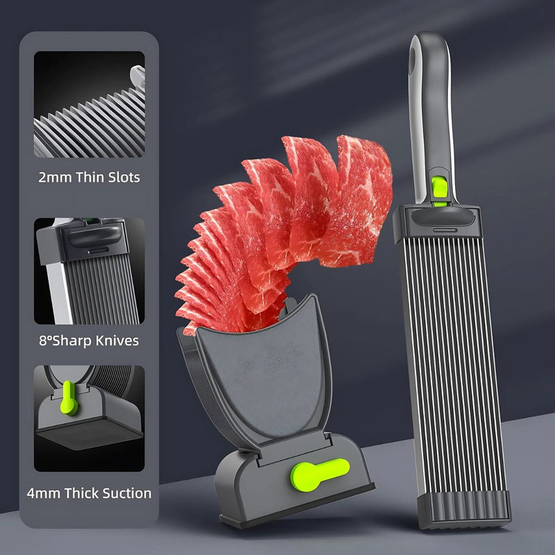 Cortador de Carne Manual. Rebanadas de 2 y 4 mm. Rebanador preciso. Rebanadora de alimentos con Espesor Ajustable.