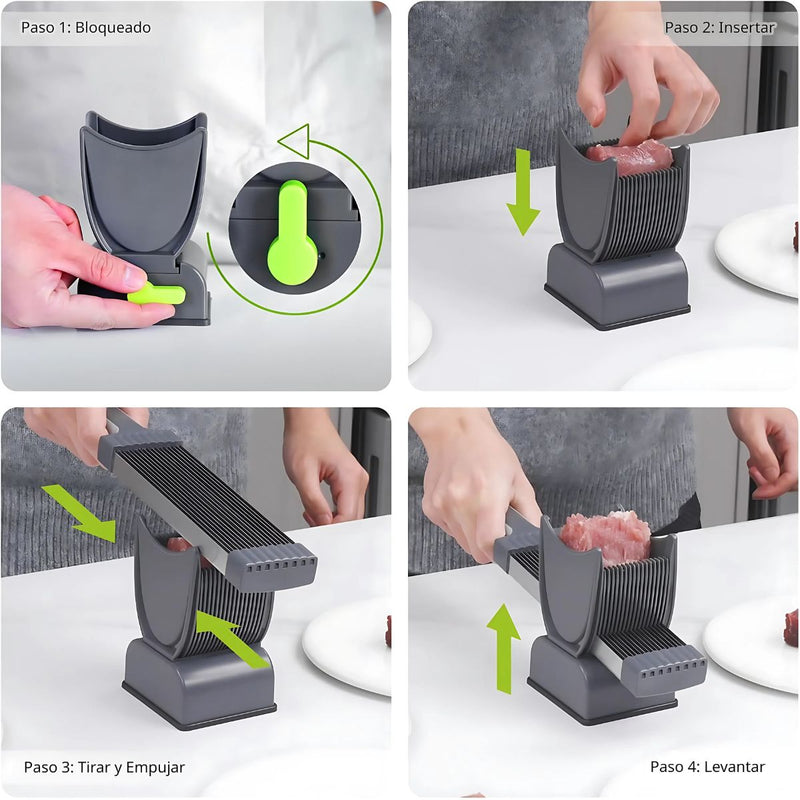 Cortador de Carne Manual. Rebanadas de 2 y 4 mm. Rebanador preciso. Rebanadora de alimentos con Espesor Ajustable.