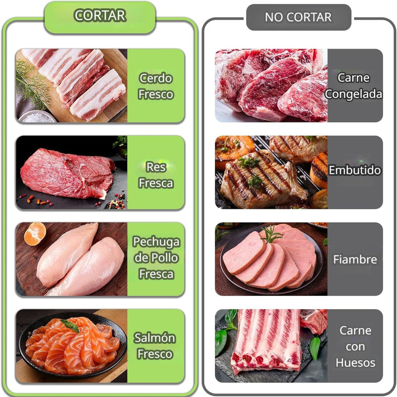Cortador de Carne Manual. Rebanadas de 2 y 4 mm. Rebanador preciso. Rebanadora de alimentos con Espesor Ajustable.