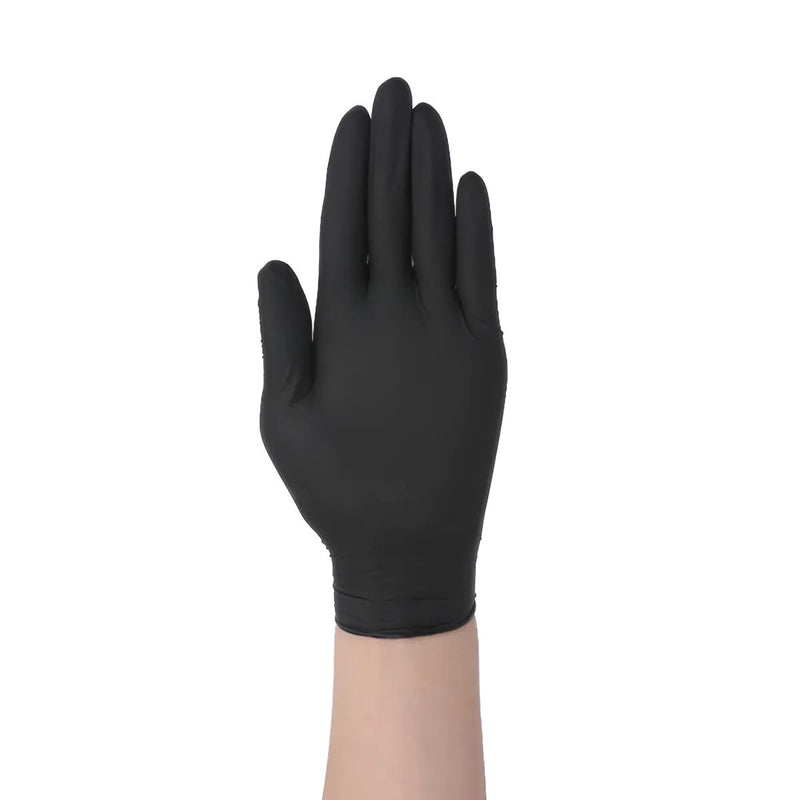 Guantes Desechables De Nitrilo. Color Negro. Caja de 100 unidades. (Talla M) PAR