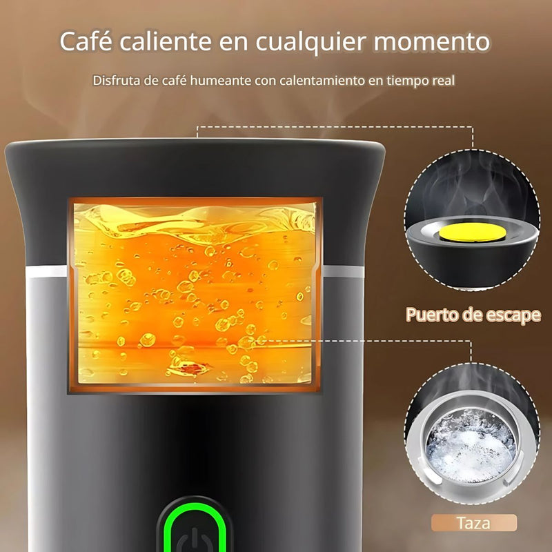 Cafetera portátil eléctrica 3 en 1 con cápsulas y café molido. Recargable por USB-C. Compatible con Nespresso y Dolce gusto.