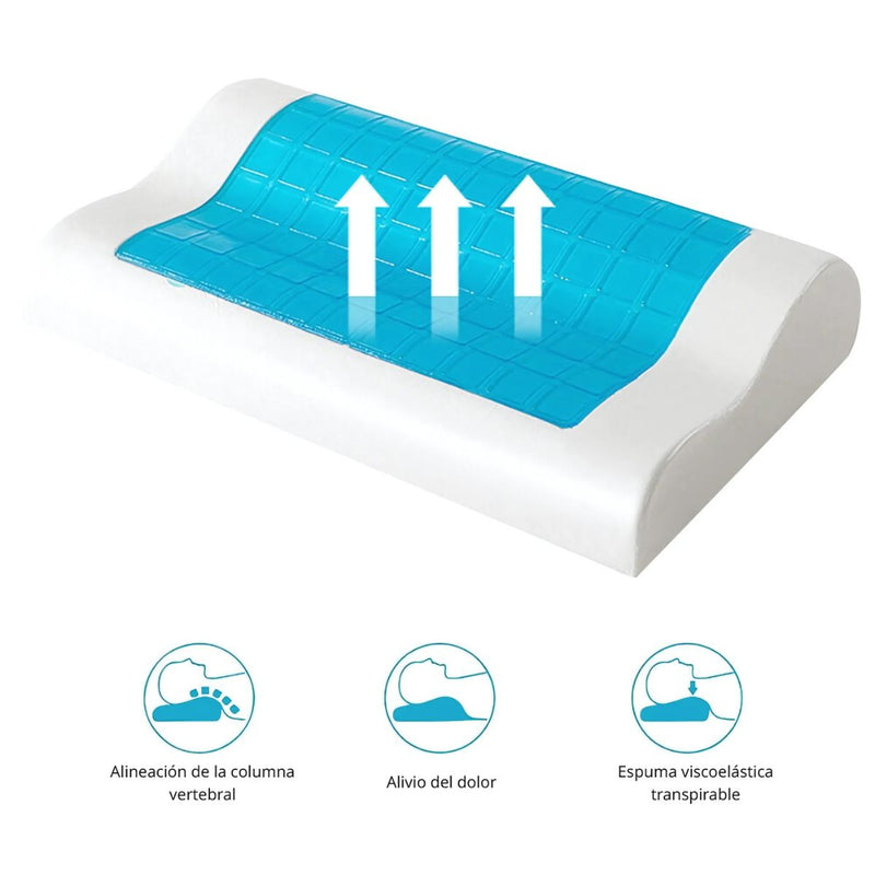 Almohada Ortopédica para Dormir Mejor. Alivio del Dolor Cervical con Gel Frío y Memoria.