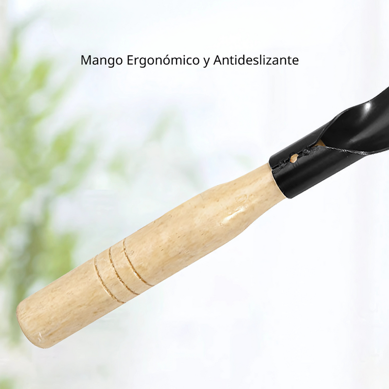 Pala de Jardinería Multiusos con Mango Ergonómico de Madera. Ideal para Sembrar Plantas, Suculentas y Huertos. Resistente y Punta Afilada.