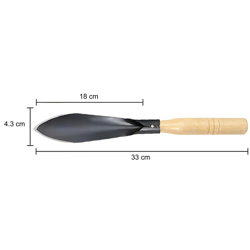 Pala de Jardinería Multiusos con Mango Ergonómico de Madera. Ideal para Sembrar Plantas, Suculentas y Huertos. Resistente y Punta Afilada.