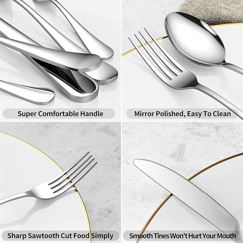 Cubiertos de Acero Inoxidable. Set de 24 piezas. Con Estuche Elegante para Mesa Formal y Uso Diario