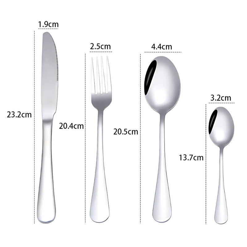 Cubiertos de Acero Inoxidable. Set de 24 piezas. Con Estuche Elegante para Mesa Formal y Uso Diario