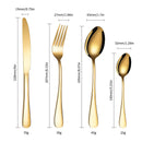 Cubiertos de Acero Inoxidable. Set de 24 piezas. Con Estuche Elegante para Mesa Formal y Uso Diario. Color dorado.