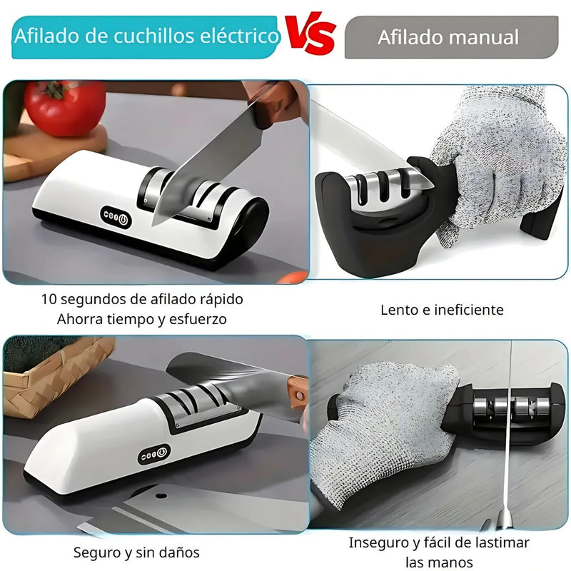 Afilador de Cuchillos Eléctrico Portátil. 2 modos de afilado y carga USB.