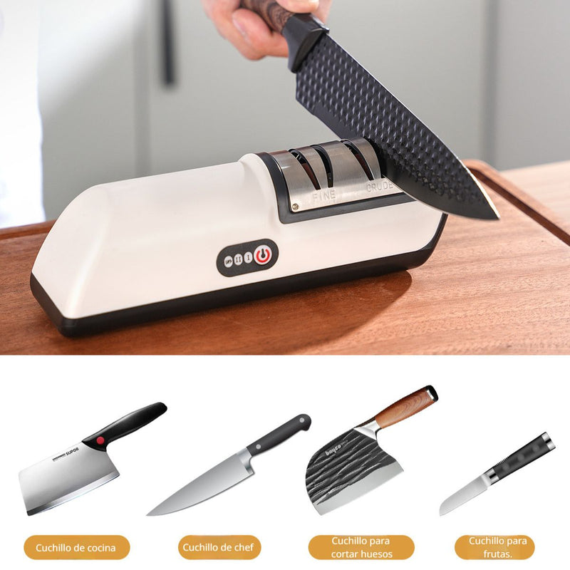 Afilador de Cuchillos Eléctrico Portátil. 2 modos de afilado y carga USB.