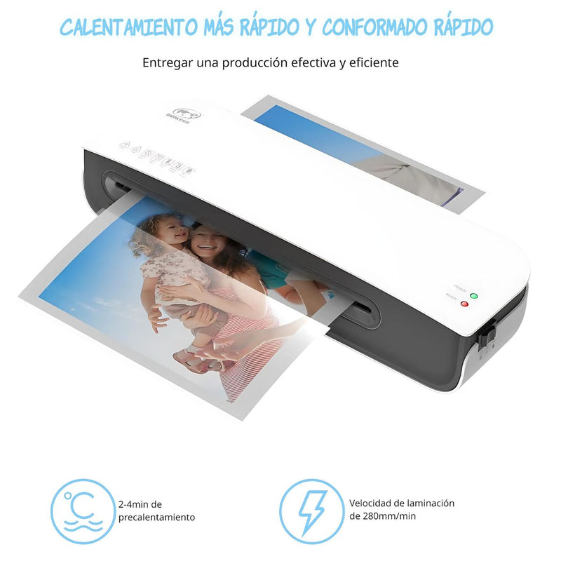 Plastificadora A4 Térmica y en Frío con Doble Modo 120V. Laminadora de Documentos para Oficina y Hogar.